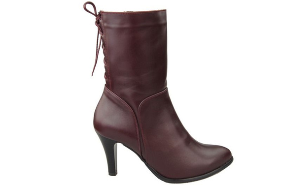 Obuv Zimní dámské boty z přírodní kůže Maroon 978 Z ElitaBut
