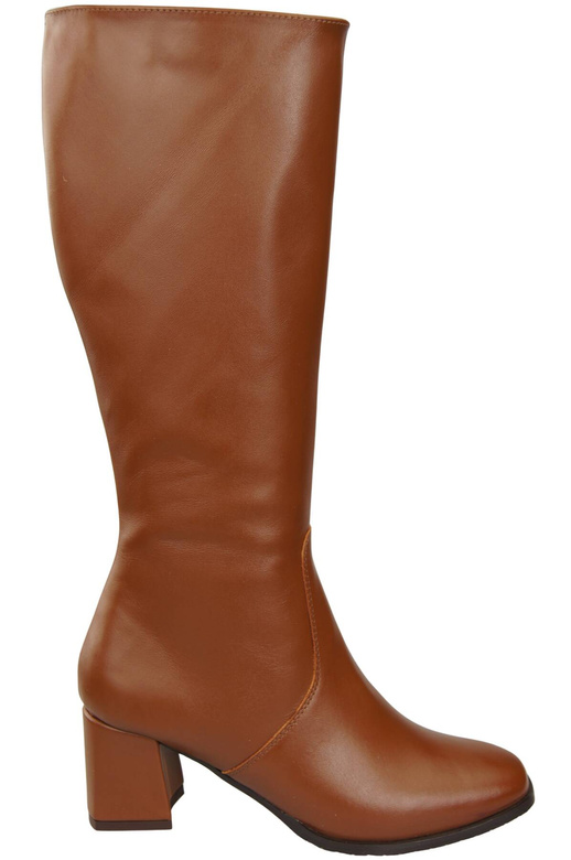 Pohodlné dámské boty hnědé s nízkým podpatkem z přírodní kůže 212 ElitaBut