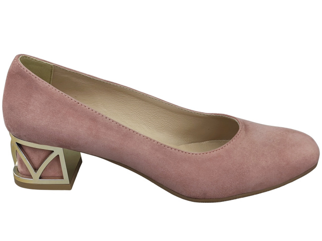 Pohodlné dámské boty Cukrově Růžová lodičky s ozdobným podpatkem Přírodní semišová kůže 219 Od ElitaBut