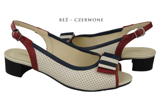 Dámská obuv Openwork Sandály z přírodní kůže Červená námořnická modř Béžová 731 ElitaBut