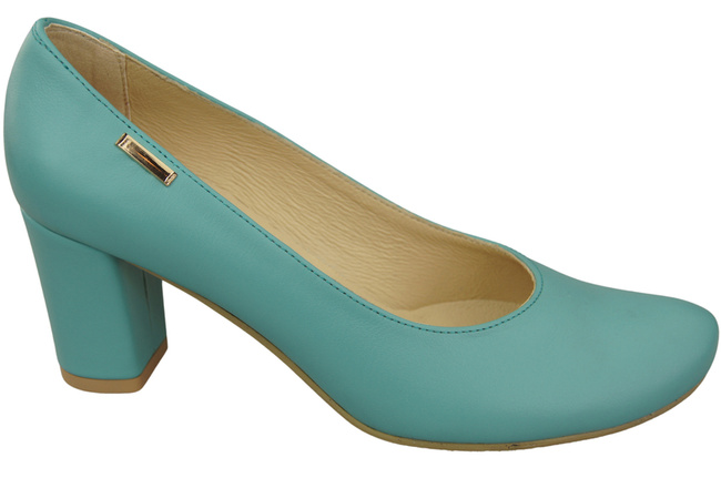 Dámské boty Classic Turquoise Natural Leather Almond Nose pumps 201 ElitaBut