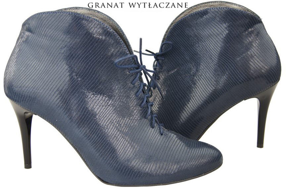 Dámské kozačky námořnická modř Embossed Jaro / podzim přírodní kůže 955 ElitaBut