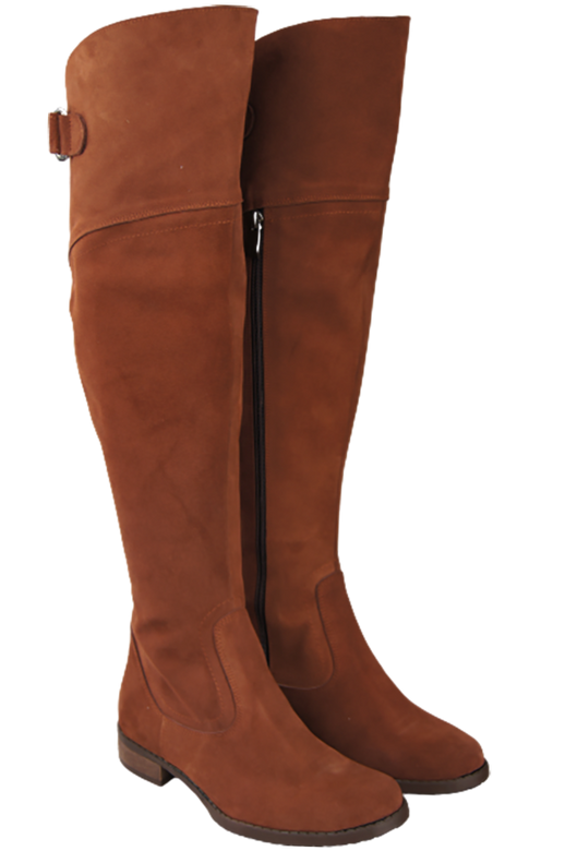 Obuv Dámské boty Kaštanové mušketýrky Vysoké nad kolena z přírodní kůže Velur 154 ElitaBut