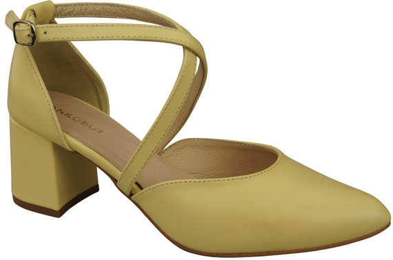 Elegantní Banán kožené sandály s otevřenými boky na robustním podpatku 218 ElitaBut