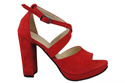 Dámská obuv Červené semišové kožené sandály 114 ElitaBut