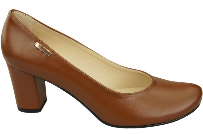 Dámská obuv Classic Brown Natural Leather Almond Nose pumps 201 ElitaBut