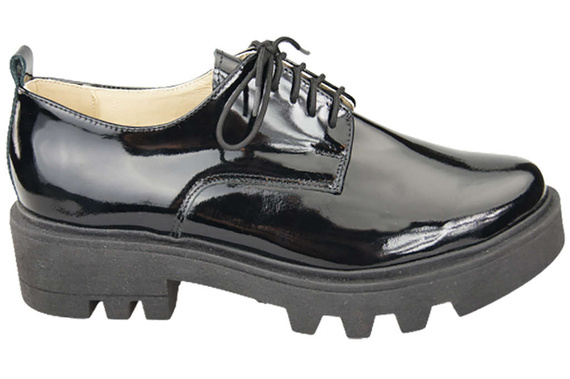 Obuv Dámské šněrovací boty Černá lesklá přírodní kůže Lakovaná 180 ElitaBut