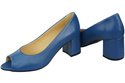 Dámská obuv PEEP TOE Blue Lodičky z přírodní kůže s potaženým podpatkem 192 ElitaBut