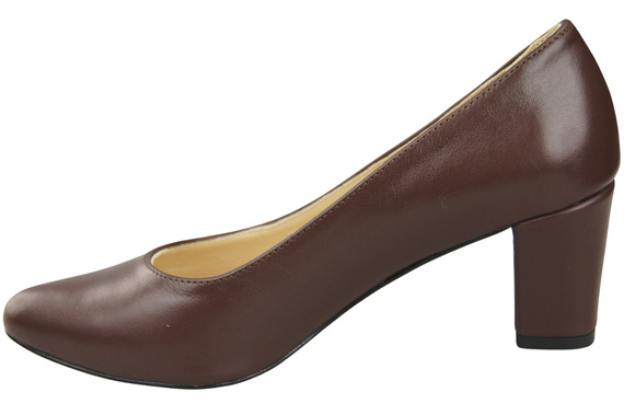 Klasické hladké boty Dámské čokoládové lodičky z přírodní kůže 213 ElitaBut