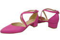 Dámské Sandály Kožené Fuchsie s Pásky na Nízkém Podpatku 223 ElitaBut