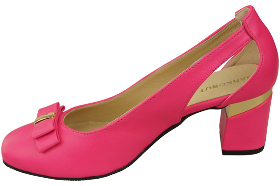 Boty Dámské neonově růžové lodičky z přírodní kůže s ozdobným podpatkem 199 ElitaBut