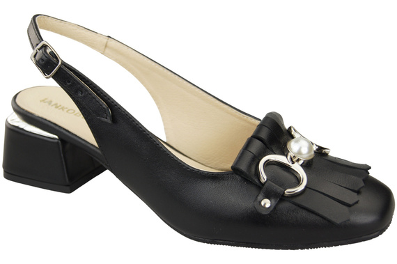 Dámská obuv Černé sandály zdobené třásněmi Přírodní kůže 208 ElitaBut