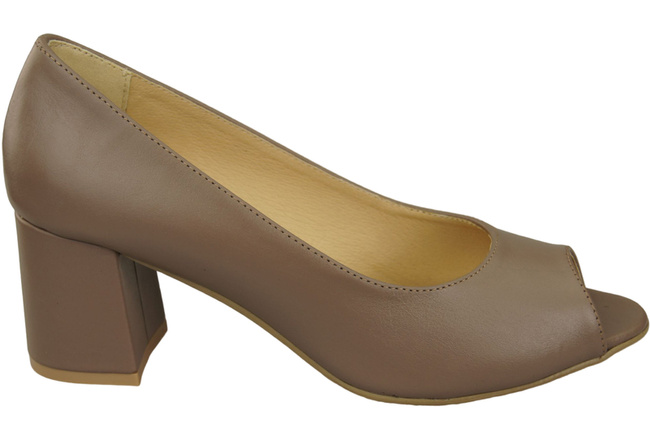 Dámská obuv PEEP TOE Cappuccino Dark Natural Leather with Coated Heel 192 ElitaBut