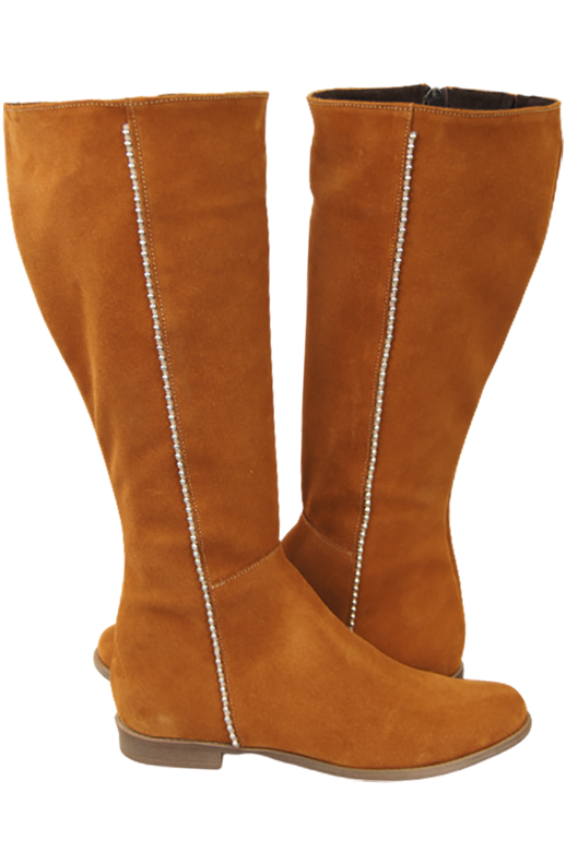 Obuv Dámské červené kožené velurové boty 153 ElitaBut