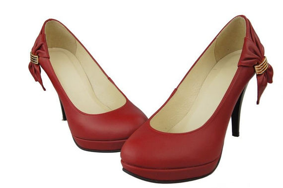 Dámská obuv Dámské lodičky na pantoflích z přírodní kůže Červená 976 ElitaBut