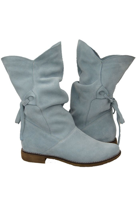 Obuv Dámské kozačky modré Jaro / podzim přírodní kůže velur 999 L ElitaBut