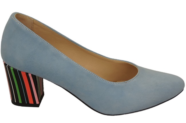 Dámská obuv Blue Suede Natural Leather Decorative Heel 158 With ElitaBut