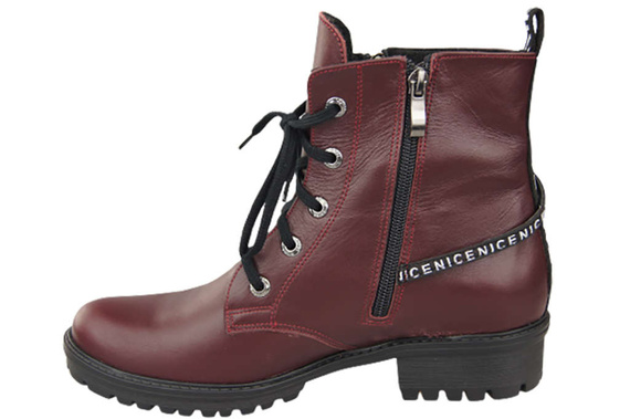 Obuv Obuv Boty Bordó Dámské s nápisem NICE Přírodní kůže 173 Od ElitaBut