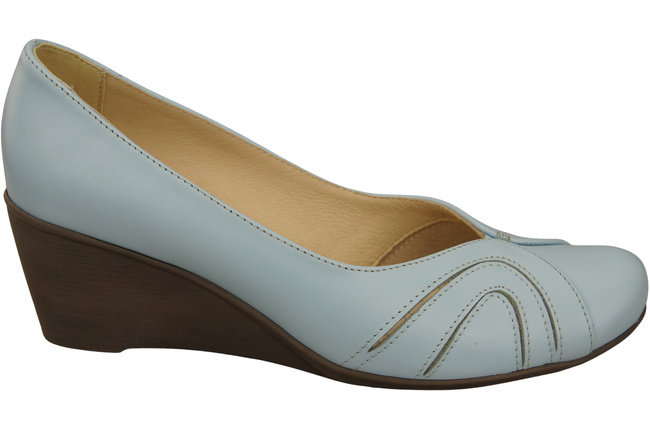 Boty na kotníku Světle modré dámské lodičky z přírodní kůže 828 ElitaBut