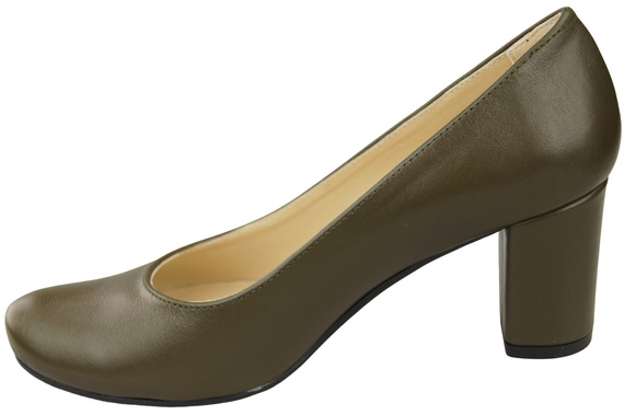 Dámské boty Classic Olive Natural Leather Almond Nose pumps 201 ElitaBut