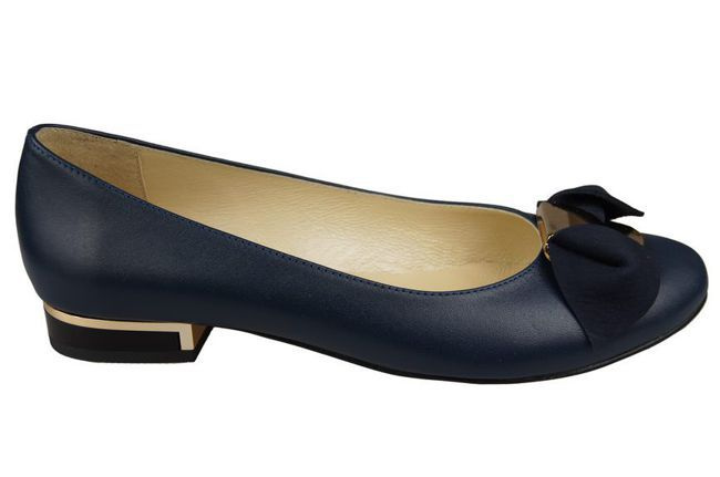 Dámské baleríny z přírodní kůže Navy blue 894 ElitaBut