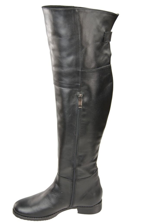 Dámské kozačky Mushroom kozačky nad kolena Natural leather Black 104 ElitaBut