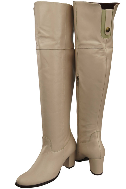 Dámské kozačky Cappuccino Bright Musketeers High over the knee natural leather 190 ElitaBut