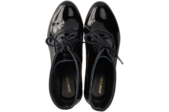 Dámské kozačky Černé lakované jaro/podzim z přírodní kůže 155 L ElitaBut