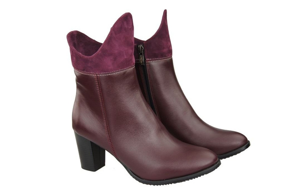 Obuv Dámské zimní boty z přírodní kůže Maroon 137 ElitaBut