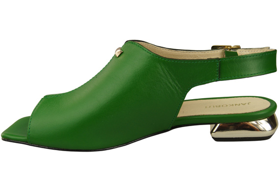 Pohodlná dámská obuv Sandály zelené Plochý zlatý podpatek Přírodní kůže 207 ElitaBut