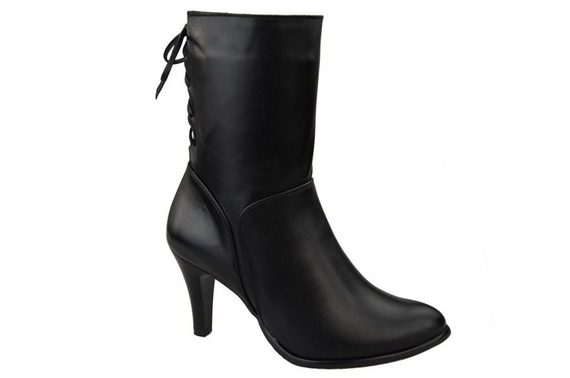 Dámská obuv Černé kozačky Jaro / Podzim přírodní kůže 978 L ElitaBut