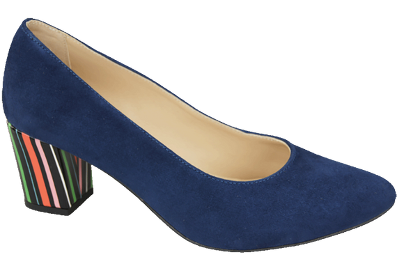 Dámská obuv Navy Blue Suede Leather Decorative Heel 158 With ElitaBut