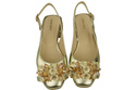 Dámská obuv Zlaté sandály s krystaly Přírodní kůže 215 ElitaBut