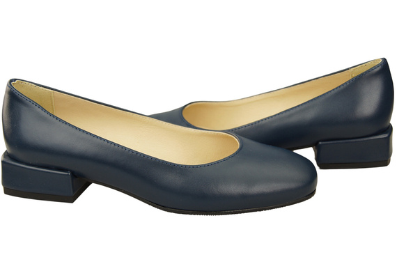 Pohodlná dámská obuv Navy Blue Flats Natural Leather 204 ElitaBut