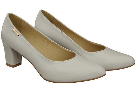 Klasické hladké boty Dámské lodičky bílé z přírodní kůže 213 ElitaBut