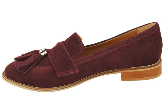 Dámská obuv Mokasyny Přírodní kůže Velour Maroon 134 ElitaBut