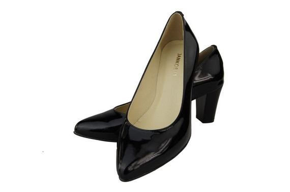 Dámská obuv Dámské kožené lodičky Black Lacquer 974 ElitaBut