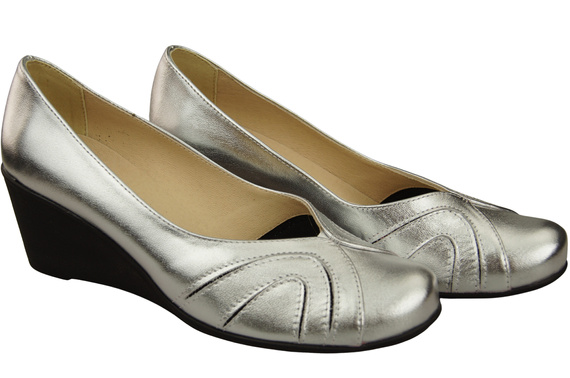 Dámské boty z přírodní kůže Silver Off-White na kotvách 828 ElitaBut