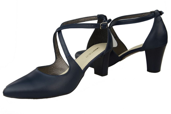 Dámská obuv Sandály na nízkém podpatku tmavě modré z přírodní kůže 102 ElitaBut