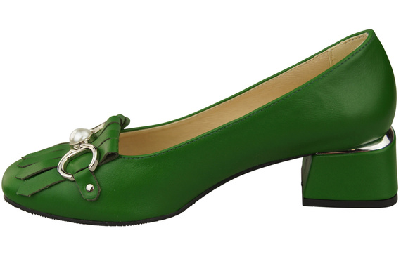 Dámská obuv Dámské lodičky se střapcem Zelená přírodní kůže 195 ElitaBut