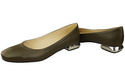 Plochá dámská obuv Olive Leather Decorative Heel Natural Leather 209 ElitaBut