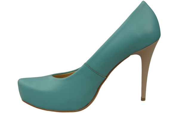 Dámská obuv Tyrkysové lodičky Stiletto z přírodní kůže 205 ElitaBut