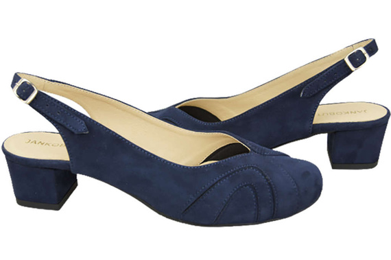 Dámské sandály z přírodní kůže a semiše Navy Blue 842 Z ElitaBut