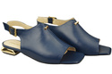Pohodlná dámská obuv Sandály Navy Blue Flat Gold Heel Natural Leather 207 ElitaBut