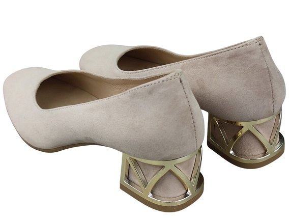 Pohodlné dámské boty Pudrově růžová lodičky s ozdobným podpatkem Přírodní semišová kůže 219 Od ElitaBut