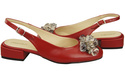 Dámská obuv Červené sandály s krystaly Přírodní kůže 215 ElitaBut