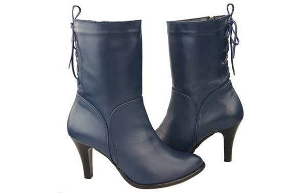 Dámská obuv Navy blue kozačky Jaro / Podzim přírodní kůže 978 L ElitaBut