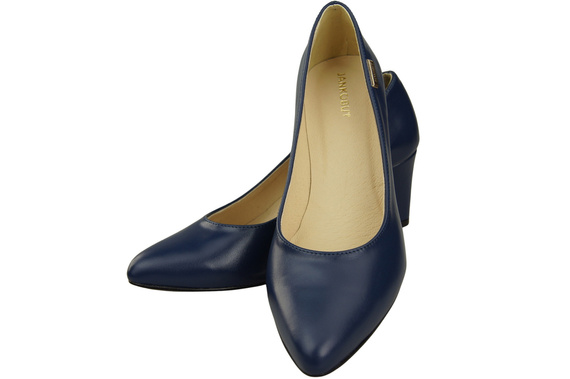 Klasické hladké boty Dámské lodičky z přírodní kůže v námořnické modři 213 ElitaBut