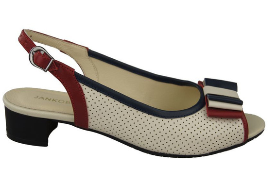 Dámská obuv Openwork Sandály z přírodní kůže Červená námořnická modř Béžová 731 ElitaBut