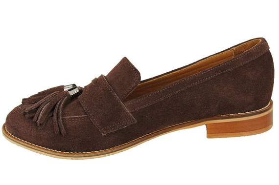 Dámské mokasíny z přírodní kůže Velour Chocolate 134 ElitaBut